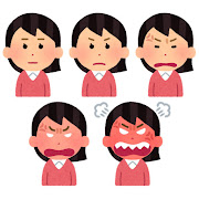 怒る女性のイラスト（5段階）