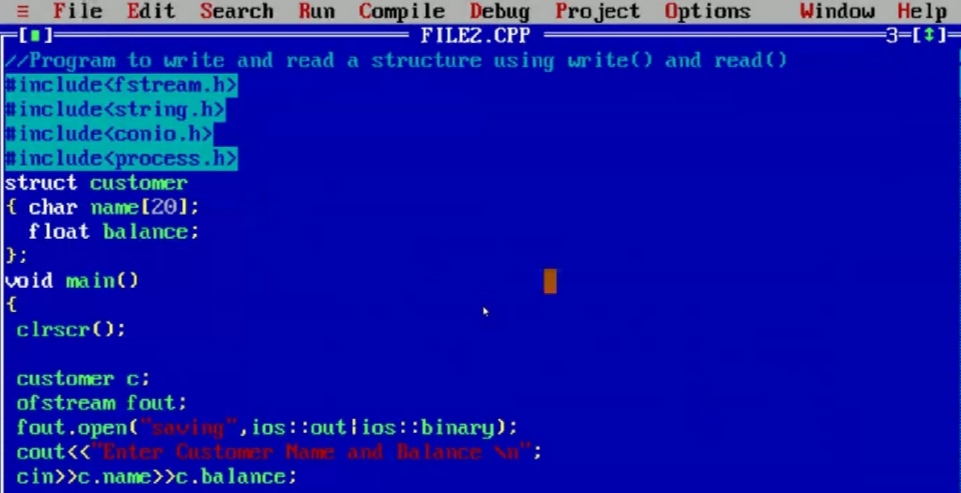 Program to write and read a structure using write () and read () in C++ ...