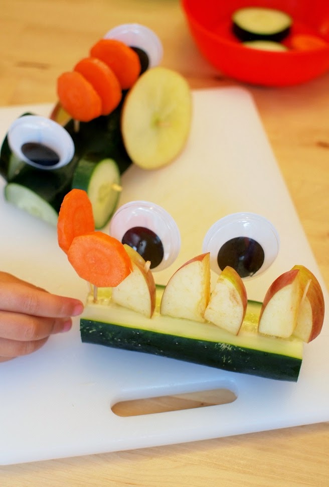 creative snack time activity- create snack time veggie monsters