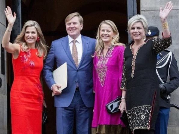 Queen Maxima wore NATAN Dress - Edouard Vermeulen Fall Winter 2016. Princess Beatrix, Princess Mabel, Princess Laurentien