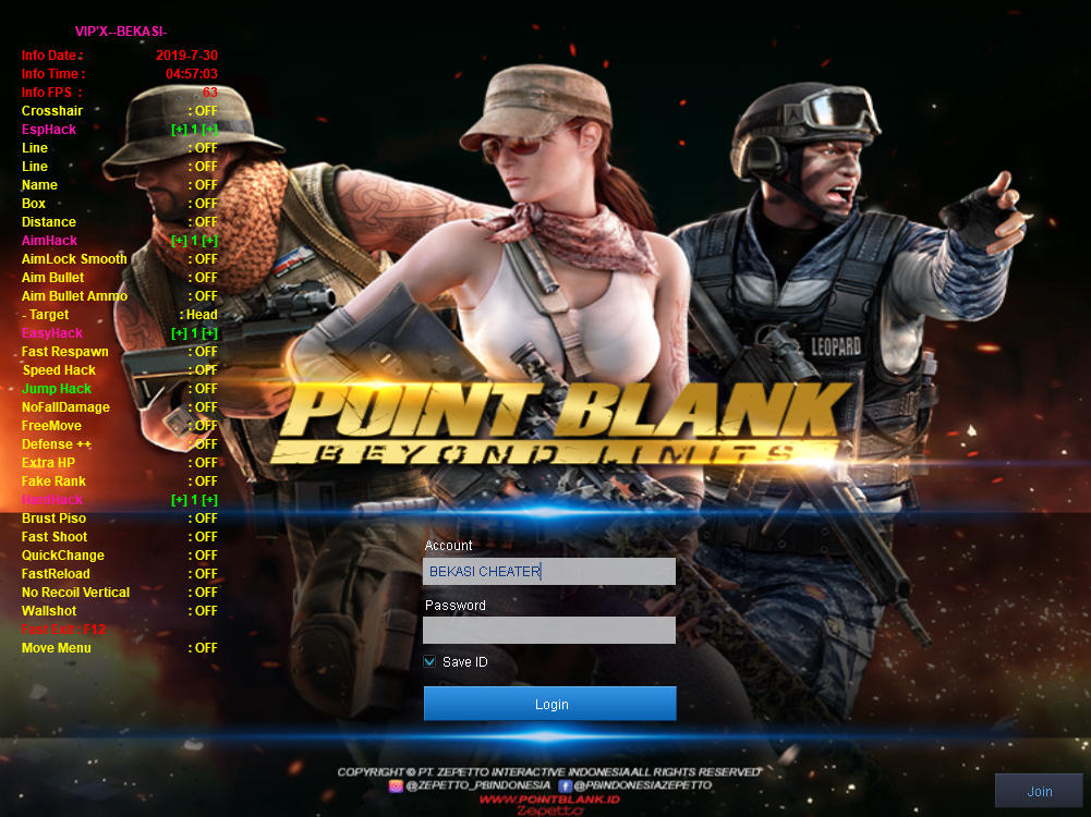 CHEAT POINT BLANK 03 AGUSTUS 2019 VIP X BEKASI DEPOK