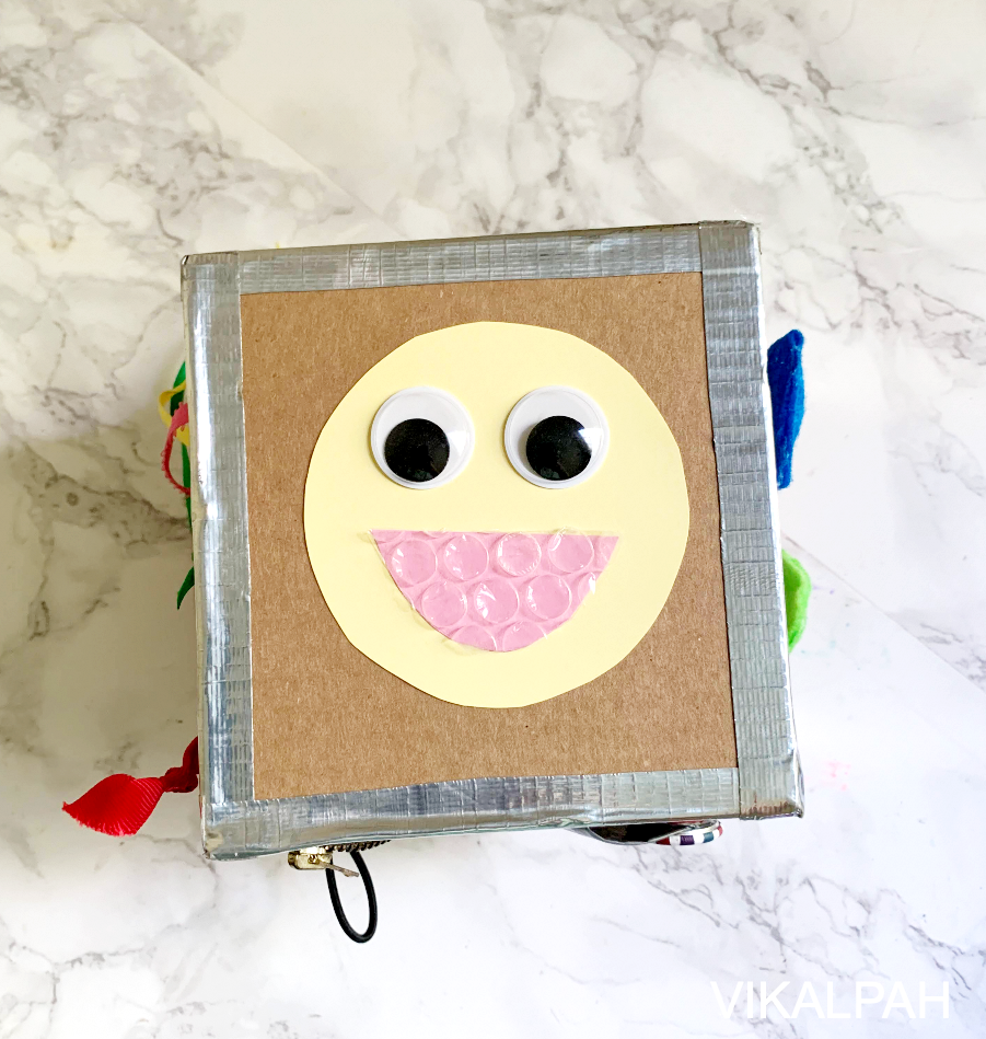 Vikalpah DIY activity cube / Busy cube for toddlers using things at home