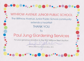 Withrow Avenue Junior Public School Silent Auction Fundraiser donation certificate