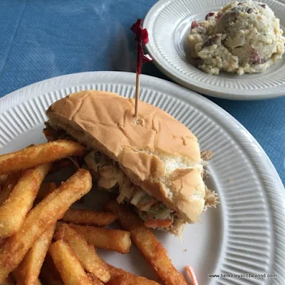 pulled-pork sandwich and potato salad at The Lighthouse Deli in Sonora, California