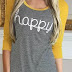 HAPPY Letter Splicing T-Shirt