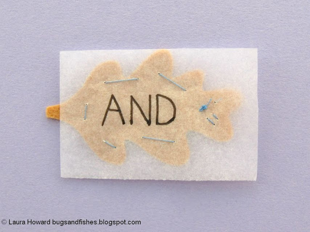 lettering template attached to the felt leaf