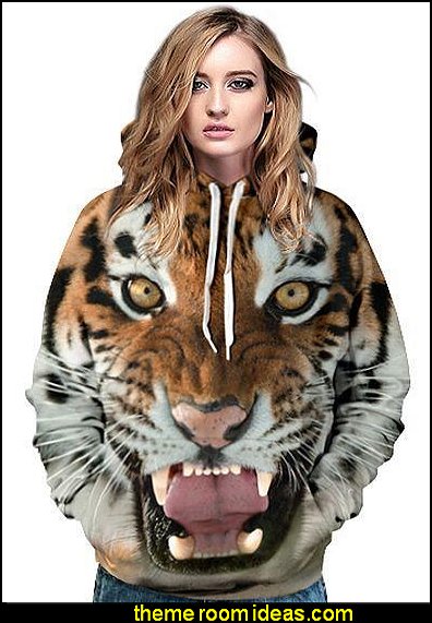 Tiger Face Pattern 3D Painted Hoodie Fashion style clothing - cute designs - modern woman dress style - pretty fashion vintage style - fashion boutique - dresses - tops - jackets - jeans - pants - party dress - womens clothes - girls clothes - Scarf necklace - decorate yourself Tiger Face Pattern 3D Painted Hoodie