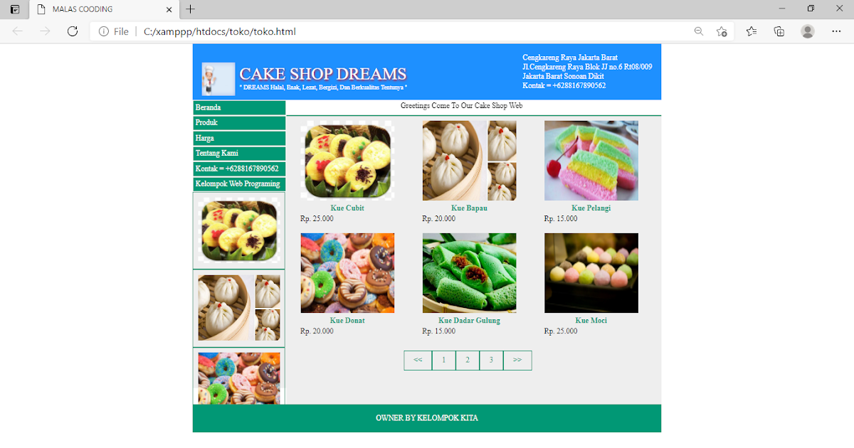 CSS - membuat web toko kue Sederhana menggunakan HTML dan CSS XAMPP by NEar