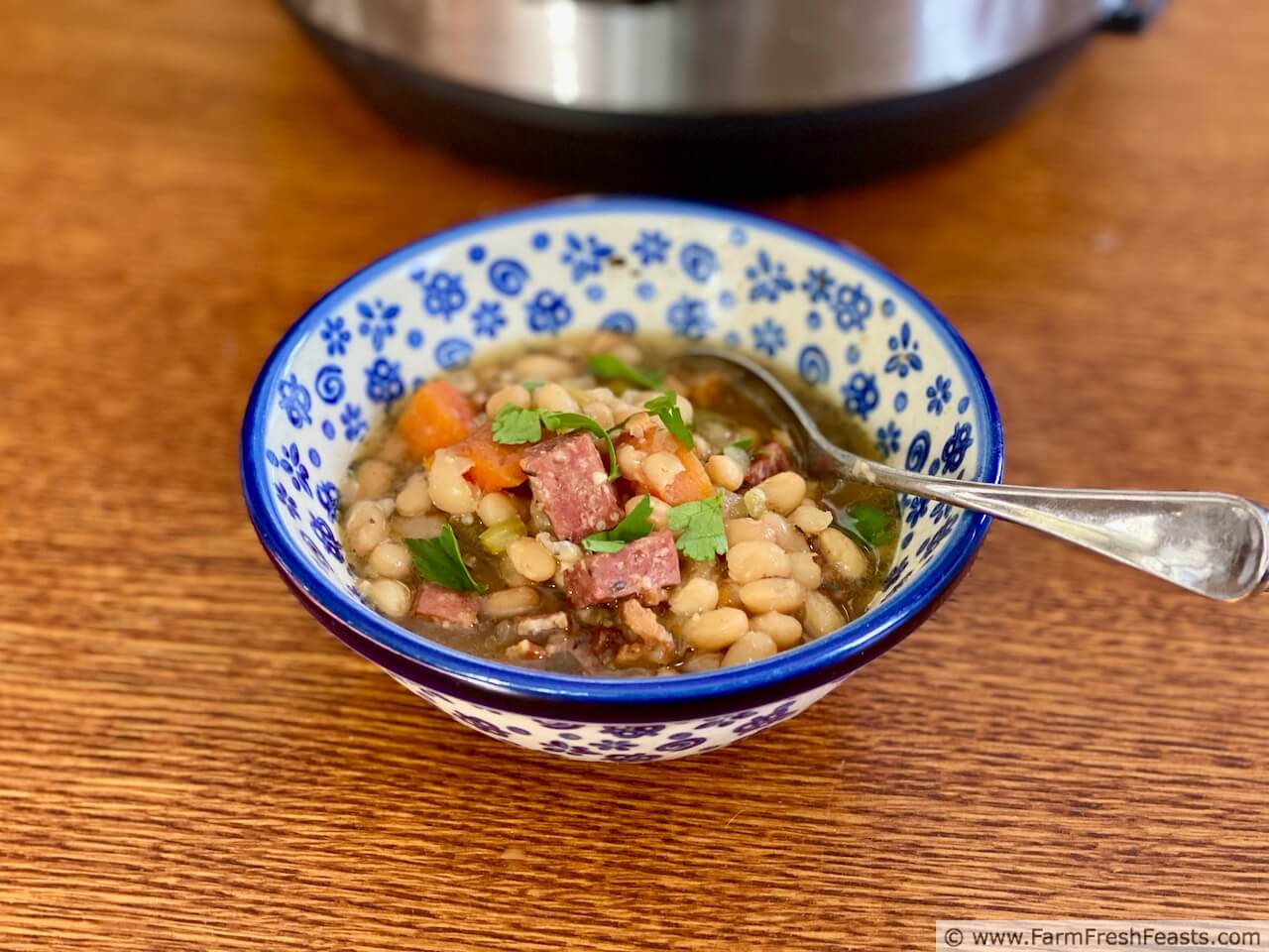 Instant Pot White Bean Soup with Sausage and Vegetables