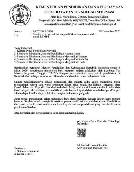 Surat Edaran Verval Ltmpt 2021 Home