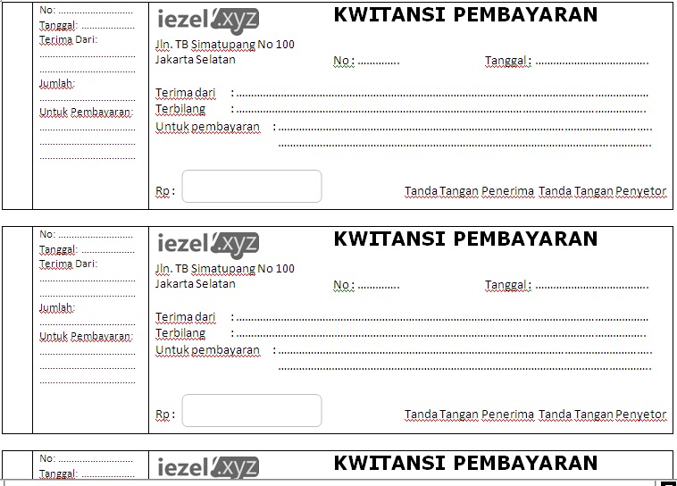  Cara membuat kwitansi  keren tanda terima toko di word 