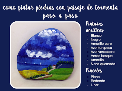 COMO PINTAR PIEDRAS CON PAISAJE DE TORMENTA PASO A PASO