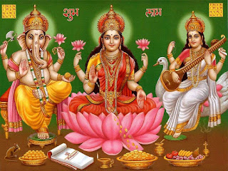 God Ganesha, Maa Laxmi & Maa Sarswati Image