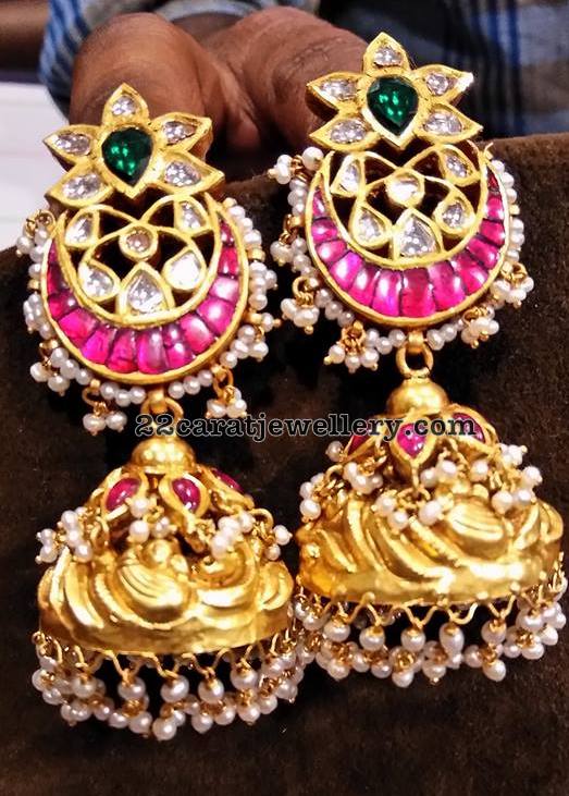 Kundan Jhumkas Simple Chandbalis - Jewellery Designs