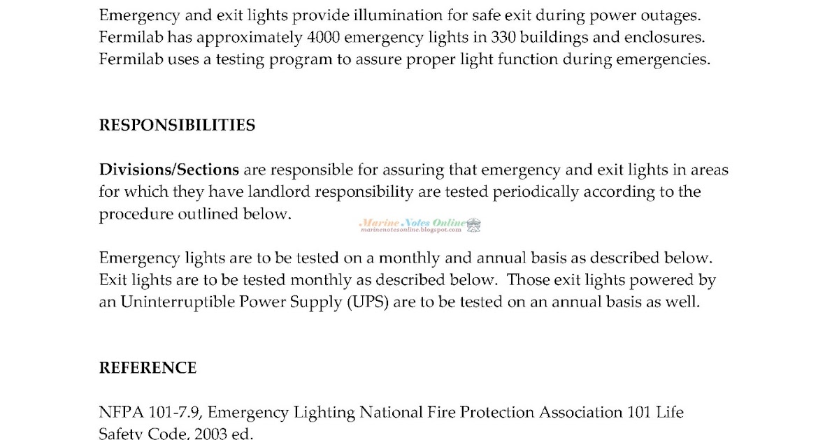emergency exit light testing procedure