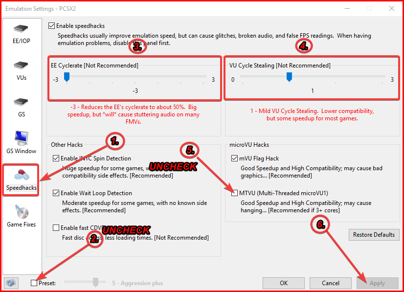 speed hacks settings