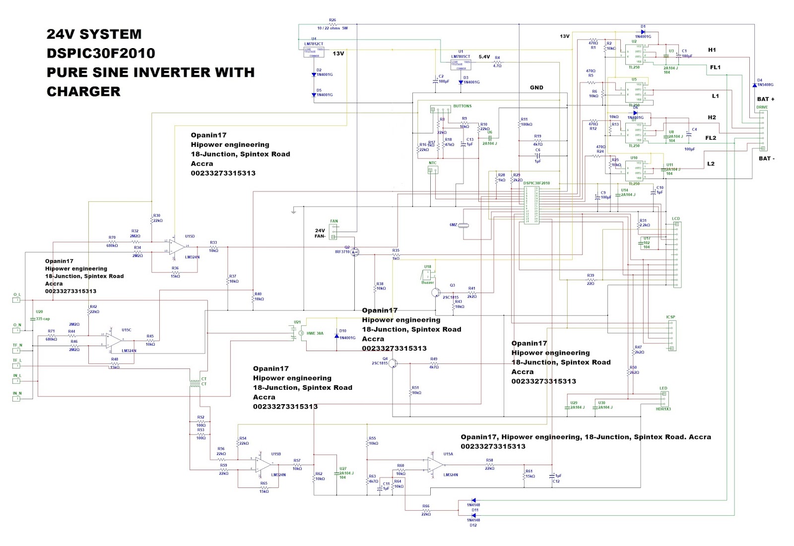 24V INVERTER PURE SINE WAVE CONTROL BOARD CIRCUIT