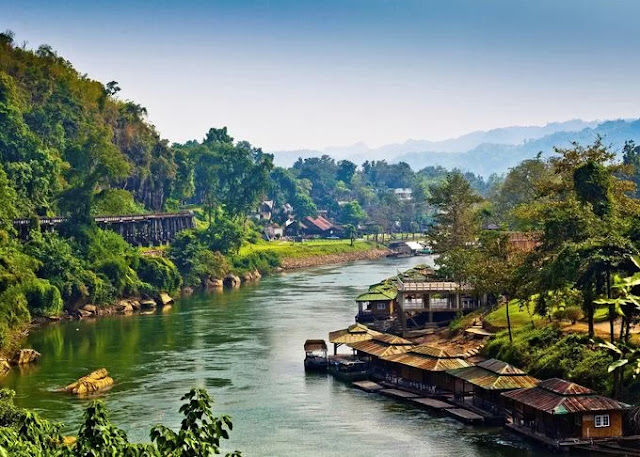Dreaming village by the river near Bangkok, Thailand