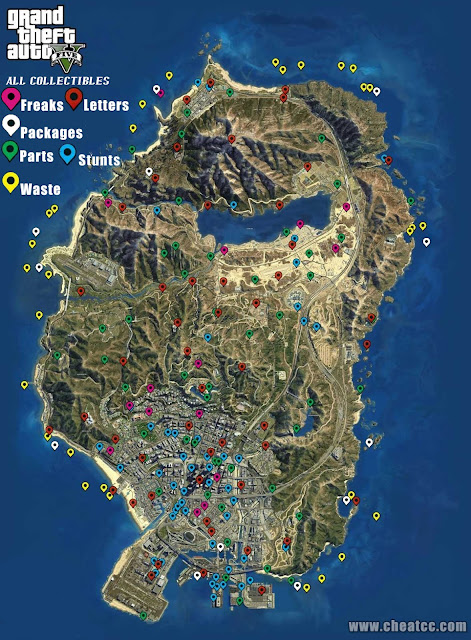 Cheat GTA V (PC, PS3, PS4, XBOX ONE, XBOX 360) Bahasa Indonesia Lengkap gta 5 collectibles%2B1map
