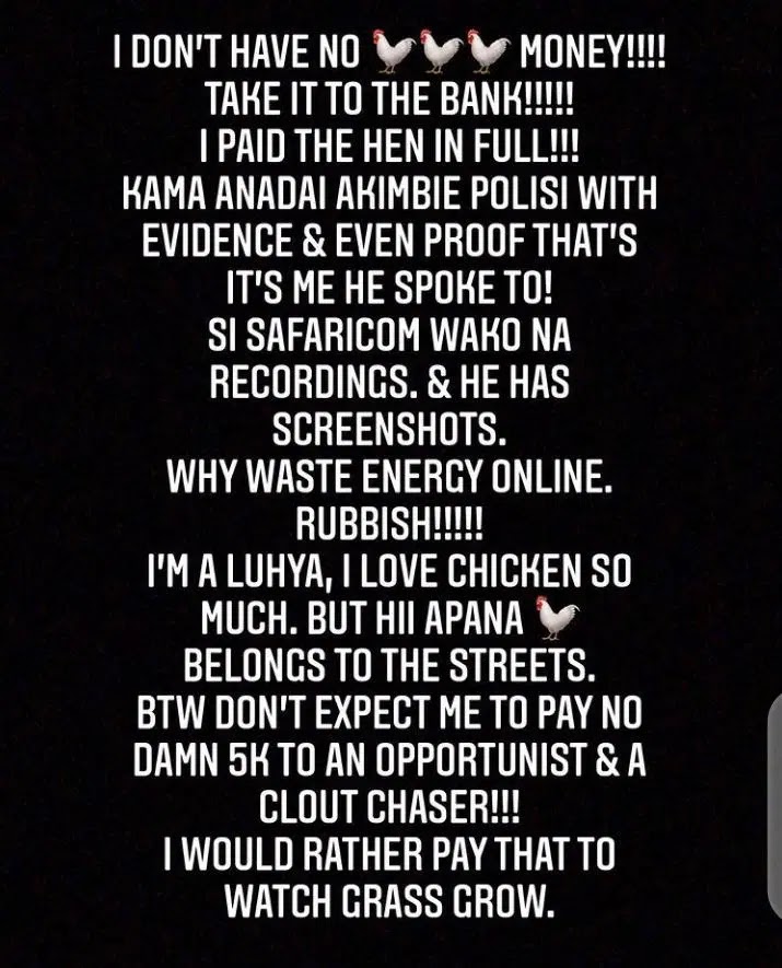 Vera Sidika blasts comedian Akuku Danger over unsettled debts allegations. Vera Sidika blasts comedian Akuku Danger over unsettled debts allegations.
