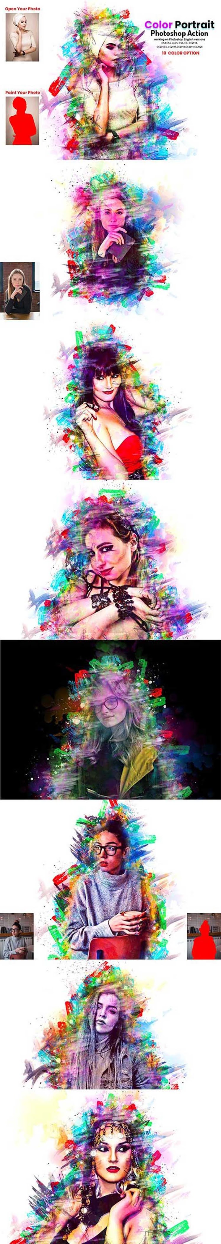 CreativeMarket - Color Portrait Photoshop Action 5919419 2 kjkg