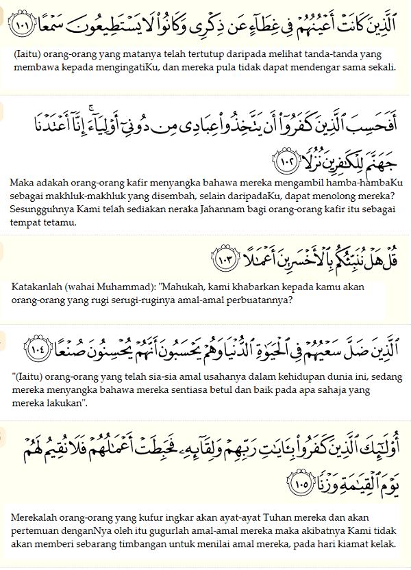 Surah al kahfi ayat 1-10 dan 100-110 rumi