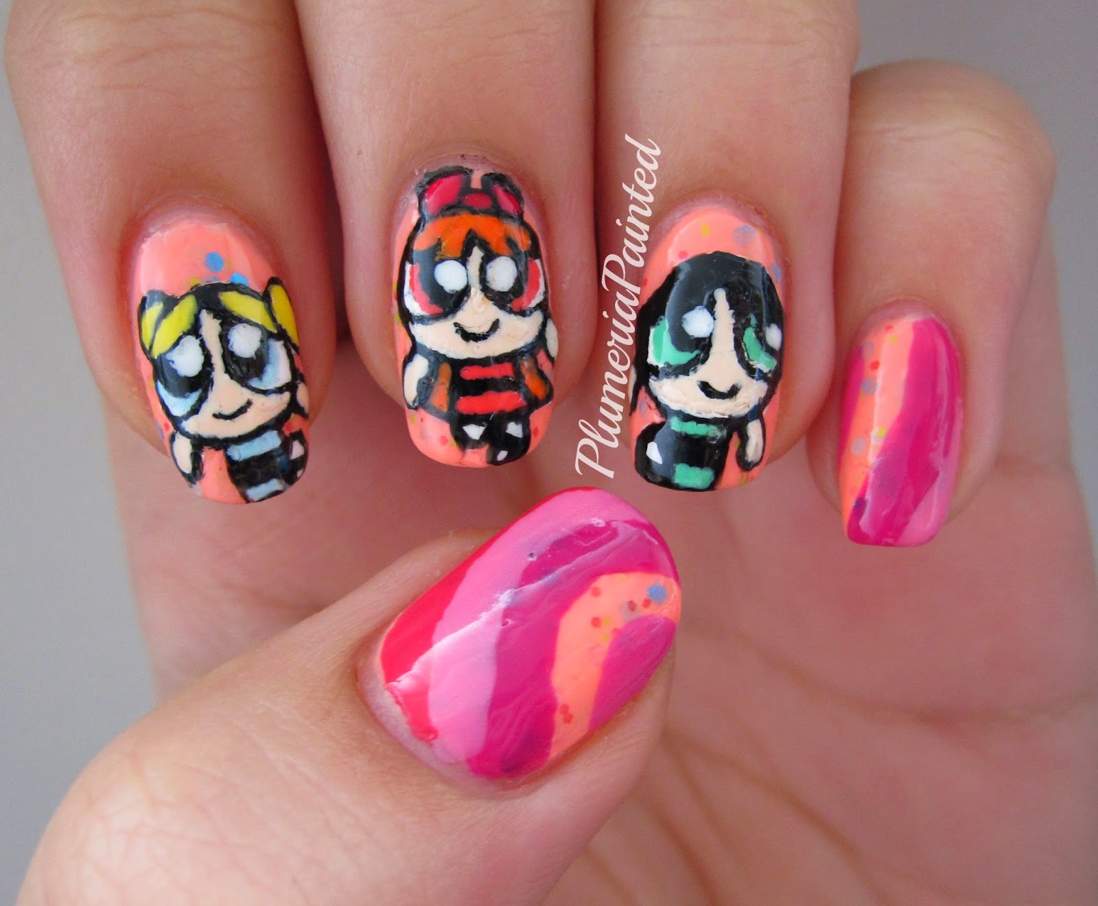 PlumeriaPainted: PowerPuff Girls Nail Art