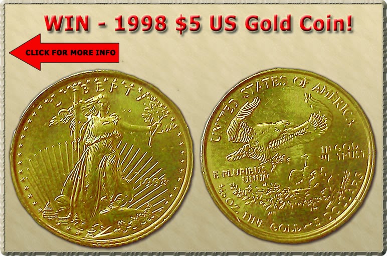 Win a 1998 US $5 Gold Coin - Geo Detecting Treasure