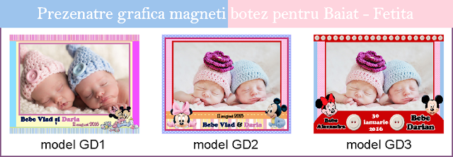 marturii gemeni magneti de frigider personalizati cu fotografie disney