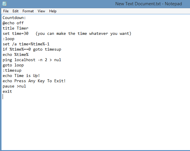 How to make a timer in Notepad