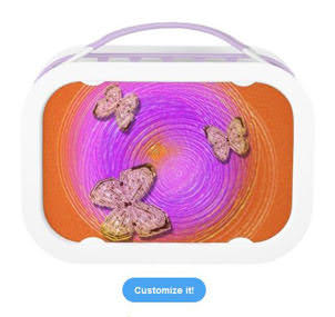 Butterfly Ripples digital art orange pink rings Lunchbox