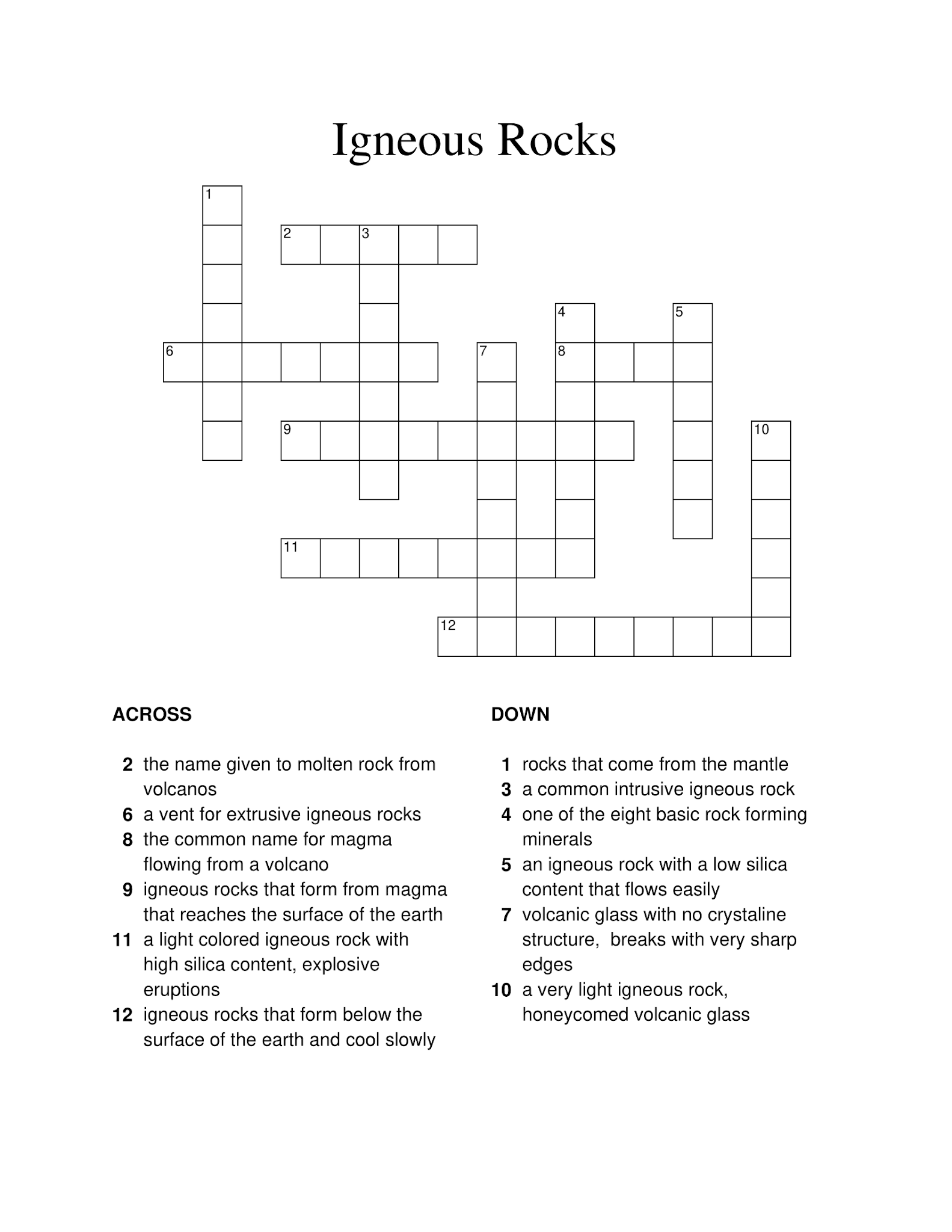 Blog De Linguagens The Igneous Rocks Crossword Puzzle