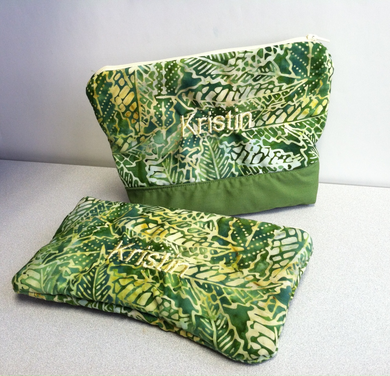 Embroidered Cosmetic Bag Set Andrea Lynn HANDMADE