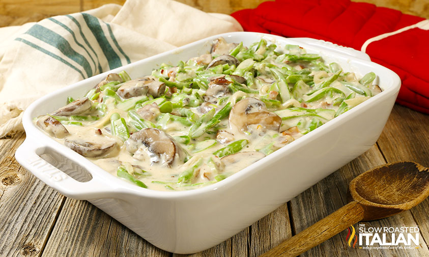 Cheesy Bacon Green Bean Casserole