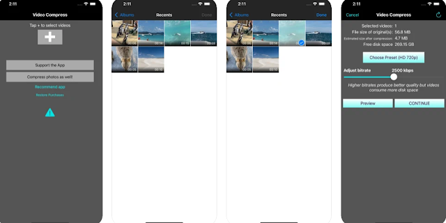 تطبيق Video Compress لضغط مقاطع الفيديو  وتوفير مساحة على iPhone و iPad