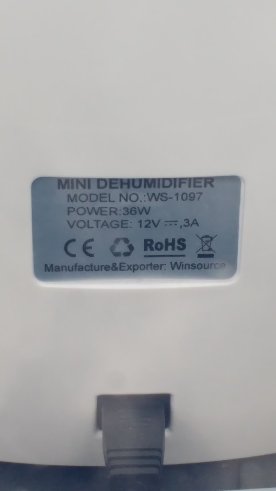 Dehumidifier Back