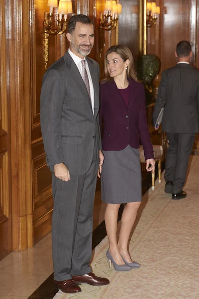 Spanish Royals attends a meeting with members of the Royal Theatre Foundation