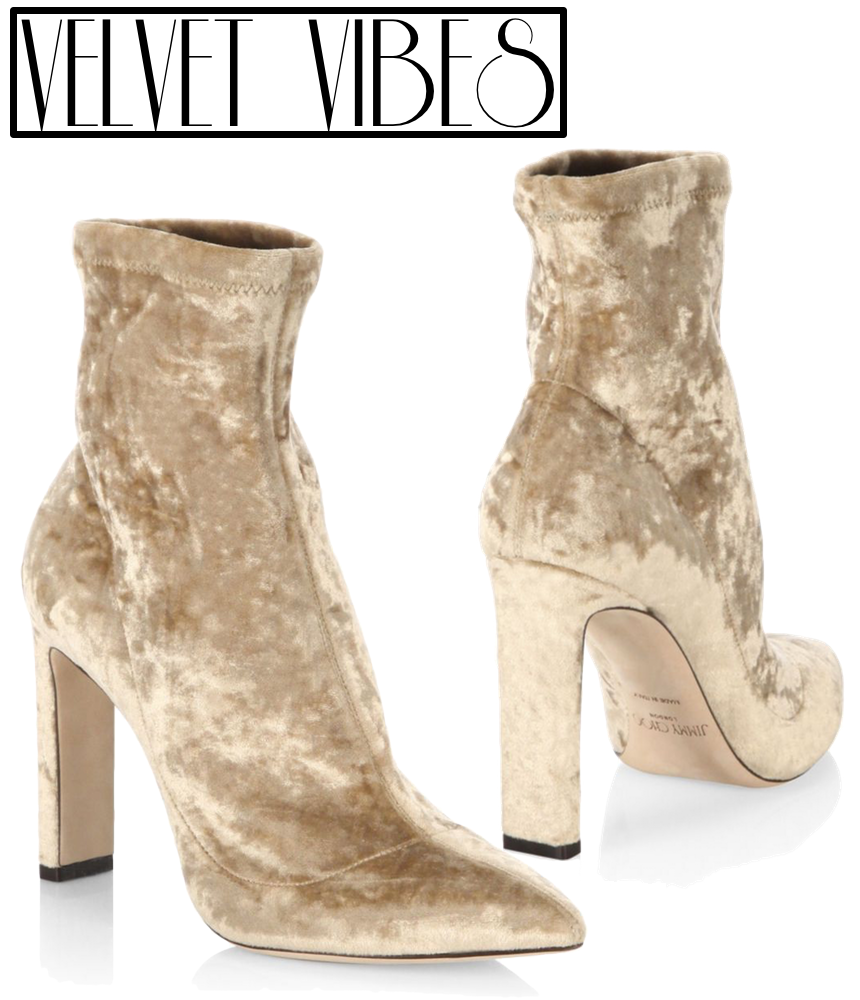 Jimmy Choo Louella 85 Crushed Stretch Velvet Point Toe Booties