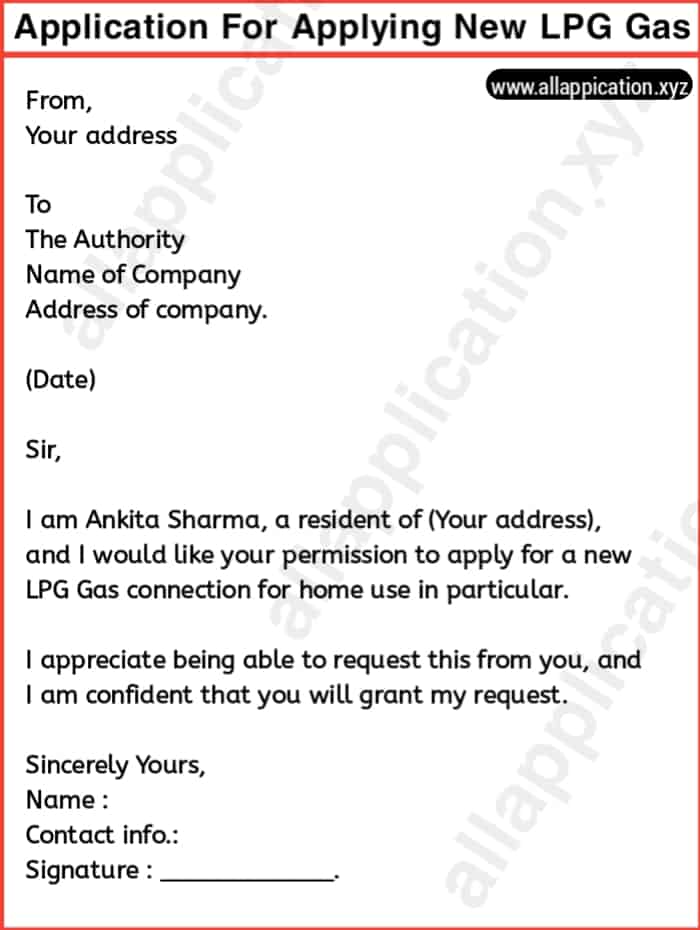 how to write application letter to gas company