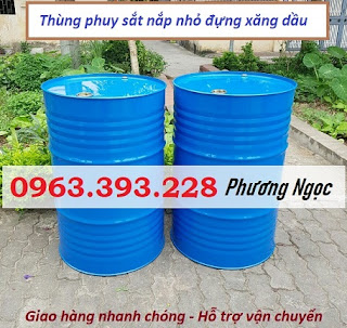 Thùng phuy sắt nắp kín 220L, thùng phuy sắt mới 2 nắp nhỏ, phuy đựng dầu