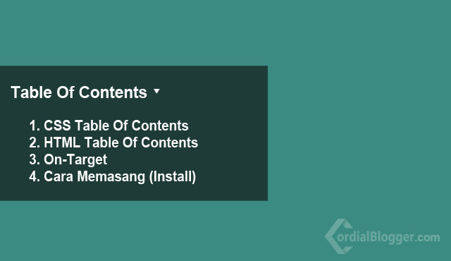 Widget Table Of Contents Table Of Contents