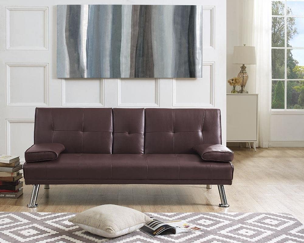 naomi home button tufted futon sofa bed gray