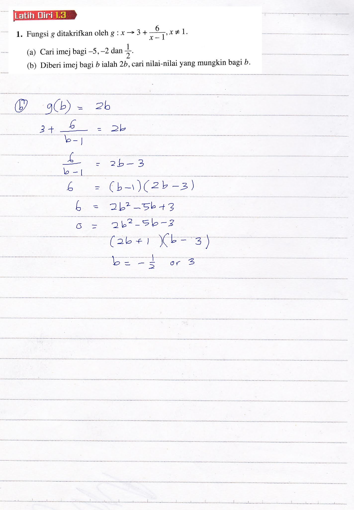 Bab 1 Fungsi Add Math Tingkatan 4 Latih Diri 1.3