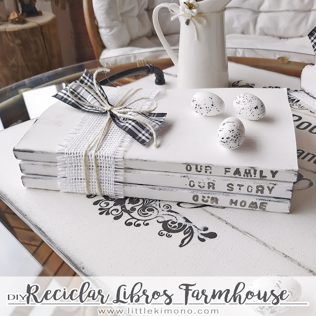 Libros reciclados estilo farmhouse