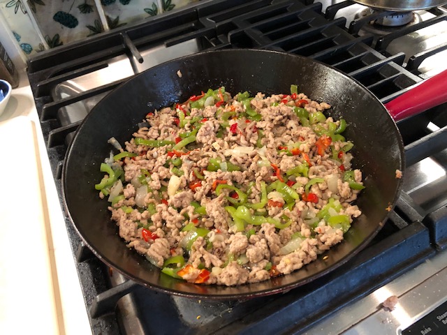 Sweet Peppers Sautéed with Chopped Meat: Easy farm-style late summer supper