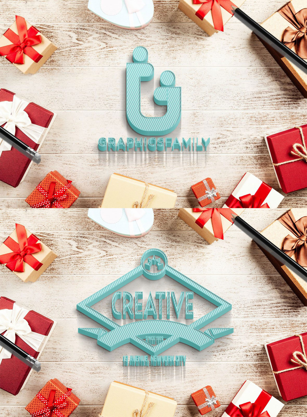 3D Colorful Wood Logo Mockup 2 3D Colorful Wood Logo Mockup