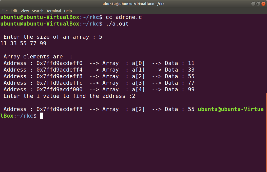 C Language Programming Address calculation One Dimensional Array