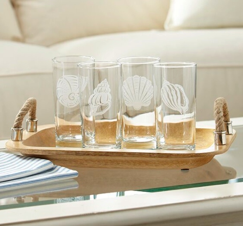 Etched Coastal Highball Glasses