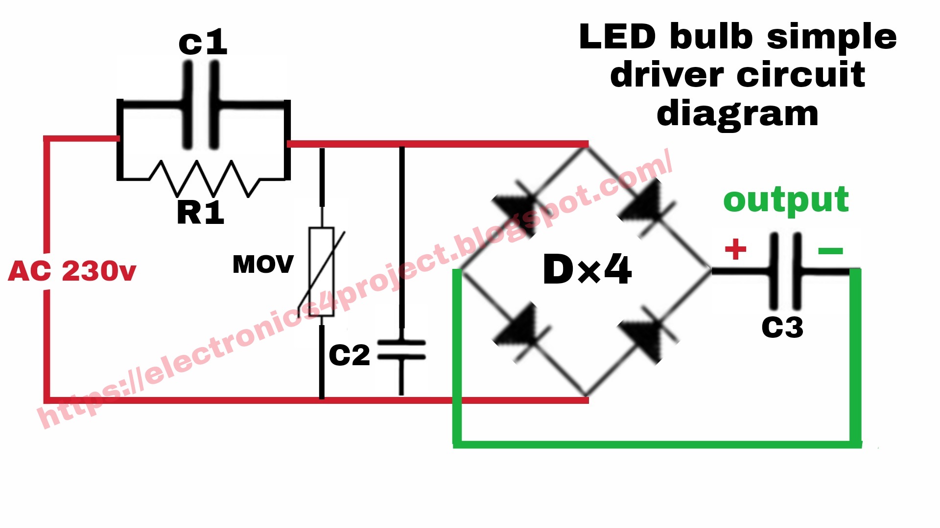 LED bulb simple driver circuit diagram