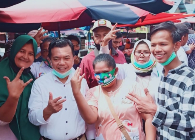 Masih di Bungo, Al Haris Blusukan ke Pasar dan Silaturahmi dengan 3 Tim Sayap Haris-Sani